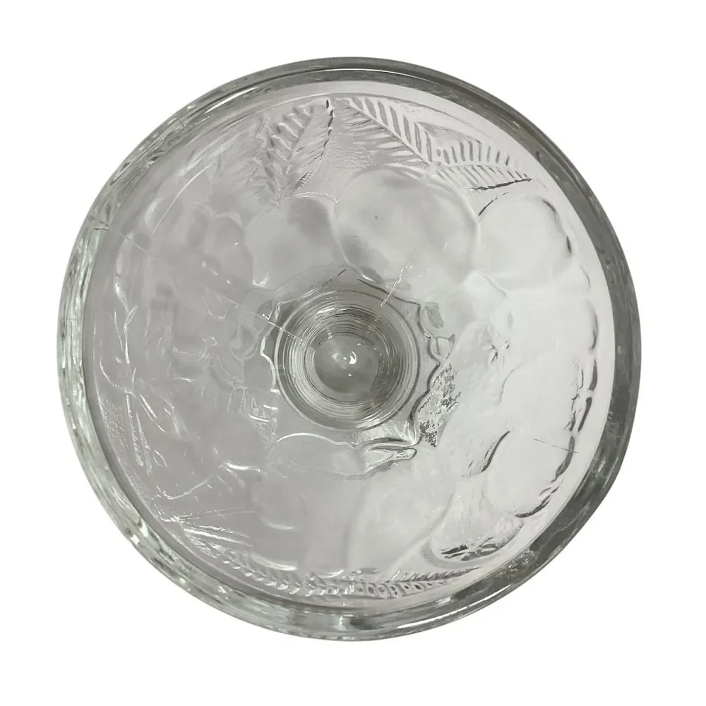 Vintage‎ French France Glass Dessert Coupe Champagne Clear Floral Embossed Set 2